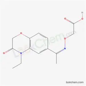 Molecular Structure of 91119-64-1 (({[(1E)-1-(4-ethyl-3-oxo-3,4-dihydro-2H-1,4-benzoxazin-6-yl)ethylidene]amino}oxy)acetic acid)