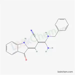 Molecular Structure of 171853-09-1 ((2Z)-3-amino-3-(benzylamino)-2-[(Z)-(3-oxo-1,3-dihydro-2H-indol-2-ylidene)methyl]prop-2-enenitrile)