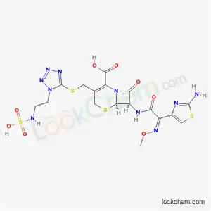 Molecular Structure of 80994-53-2 ((6R,7R)-7-{[(2Z)-2-(2-amino-1,3-thiazol-4-yl)-2-(methoxyimino)acetyl]amino}-8-oxo-3-[({1-[2-(sulfoamino)ethyl]-1H-tetrazol-5-yl}sulfanyl)methyl]-5-thia-1-azabicyclo[4.2.0]oct-2-ene-2-carboxylic acid)