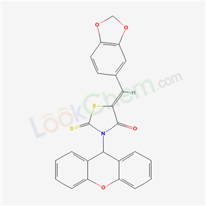 (5Z)-5-(benzo[1,3]dioxol-5-ylmethylidene)-2-sulfanylidene-3-(9H-xanthen-9-yl)thiazolidin-4-one cas  6325-85-5