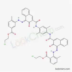 Molecular Structure of 68259-05-2 (bis(2-chloroethyl) 3,3'-[(2,5-dimethyl-p-phenylene)bis[iminocarbonyl(2-hydroxy-1,3-naphthylene)azo]]di-p-toluate)