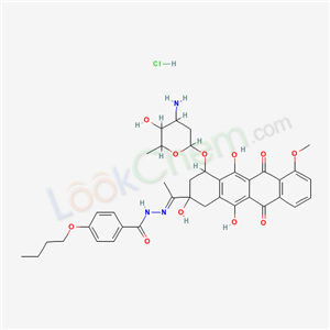 Benzoic acid, 4-butoxy-, (1-(4-((3-amino-2,3,6-trideoxy-alpha-L-lyxo-hexopyranosyl)oxy)-1,2,3,4,6,11-hexahydro-2,5,12-trihydroxy-7-methoxy-6,11-dioxo-2-naphthacenyl)ethylidene)hydrazide, monohydrochlo