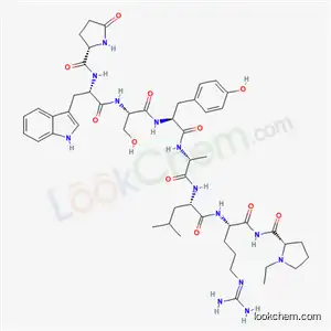 Molecular Structure of 56670-52-1 (5-oxo-L-prolyl-L-tryptophyl-L-seryl-L-tyrosyl-D-alanyl-L-leucyl-N~5~-(diaminomethylidene)-N-{[(2S)-1-ethylpyrrolidin-2-yl]carbonyl}-L-ornithinamide)