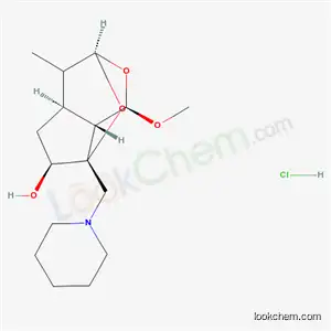 Molecular Structure of 64911-93-9 ((1R,3R,4aR,6S,7R,7aS)-1-methoxy-4-methyl-7-(piperidin-1-ylmethyl)octahydro-3,7-epoxycyclopenta[c]pyran-6-ol hydrochloride)