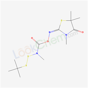 2,4-Thiazolidinedione, 3,5,5-trimethyl-, 2-(O-((((1,1,-dimethylethyl)dithio)methylamino)carbonyl)oxime)