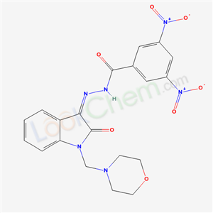 Molecular Structure of 100696-25-1 (Benzoic acid, 3,5-dinitro-, (1,2-dihydro-1-(4-morpholinylmethyl)-2-oxo-3H-indol-3-ylidene)hydrazide)