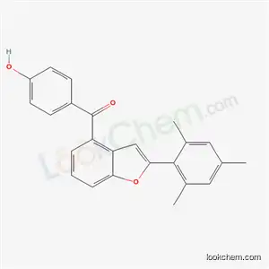 Molecular Structure of 73343-69-8 ((4-hydroxyphenyl)[2-(2,4,6-trimethylphenyl)-1-benzofuran-4-yl]methanone)