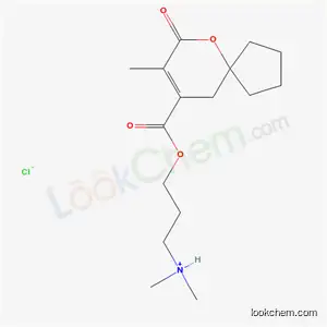 Molecular Structure of 85540-58-5 (N,N-dimethyl-3-{[(8-methyl-7-oxo-6-oxaspiro[4.5]dec-8-en-9-yl)carbonyl]oxy}propan-1-aminium chloride)