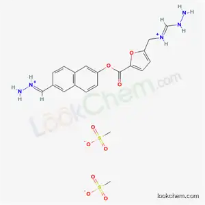 Molecular Structure of 103245-63-2 ((1E)-{[6-({[5-({[(E)-hydrazinylmethylidene]ammonio}methyl)furan-2-yl]carbonyl}oxy)naphthalen-2-yl]methylidene}hydrazinium dimethanesulfonate)