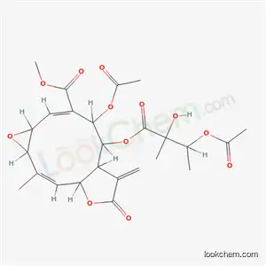 Molecular Structure of 60295-53-6 (methyl (1aR,2E,4S,5S,5aS,8aR,9E,10aS)-4-(acetyloxy)-5-{[(2R,3S)-3-(acetyloxy)-2-hydroxy-2-methylbutanoyl]oxy}-10-methyl-6-methylidene-7-oxo-1a,4,5,5a,6,7,8a,10a-octahydrooxireno[7,8]cyclodeca[1,2-b]furan-3-carboxylate)