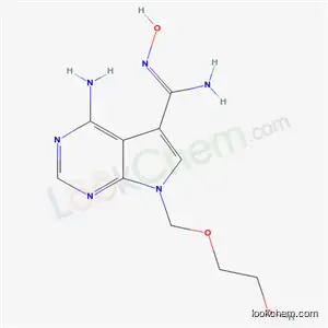 Molecular Structure of 120386-09-6 (4-Amino-N-hydroxy-7-(2-hydroxy-ethoxymethyl)-7H-pyrrolo[2,3-d]pyrimidine-5-carboxamidine)
