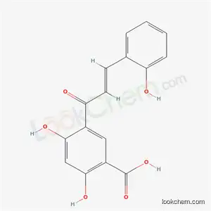 Molecular Structure of 82846-15-9 (2,4-Dihydroxy-5-(3-(2-hydroxyphenyl)-1-oxo-2-propenyl)benzoic acid)