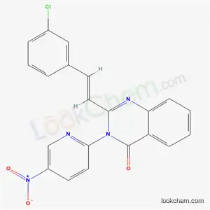 Molecular Structure of 78899-04-4 (2-[(E)-2-(3-chlorophenyl)ethenyl]-3-(5-nitropyridin-2-yl)quinazolin-4(3H)-one)