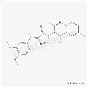Molecular Structure of 114496-25-2 (3-{(4Z)-4-[(3,4-dimethoxyphenyl)methylidene]-2-methyl-5-oxo-4,5-dihydro-1H-imidazol-1-yl}-6-iodo-2-methylquinazolin-4(3H)-one)
