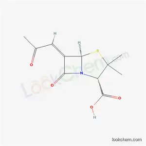 Molecular Structure of 83151-26-2 ((2S,5R,6E)-3,3-dimethyl-7-oxo-6-(2-oxopropylidene)-4-thia-1-azabicyclo[3.2.0]heptane-2-carboxylic acid)