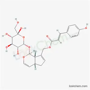 Molecular Structure of 85802-33-1 ([(1S)-1,4a,5,7aα-Tetrahydro-4aα,5α-dihydroxy-7-[[[(E)-3-(4-hydroxyphenyl)-1-oxo-2-propenyl]oxy]methyl]cyclopenta[c]pyran-1α-yl]β-D-glucopyranoside)