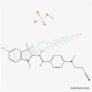 Molecular Structure of 71873-57-9 (5-chloro-2-[2-[4-[(2-cyanoethyl)methylamino]phenyl]vinyl]-1,3,3-trimethyl-3H-indolium methyl sulphate)