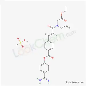 Molecular Structure of 181586-07-2 (4-carbamimidoylphenyl 4-{(1E)-3-[(2-ethoxy-2-oxoethyl)(prop-2-en-1-yl)amino]-2-methyl-3-oxoprop-1-en-1-yl}benzoate methanesulfonate)