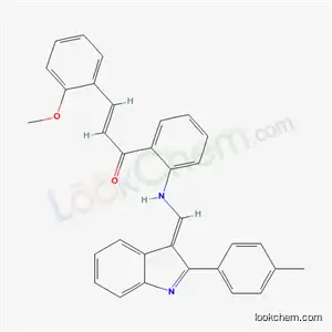 Molecular Structure of 133381-42-7 ((2E)-3-(2-methoxyphenyl)-1-[2-({(E)-[2-(4-methylphenyl)-3H-indol-3-ylidene]methyl}amino)phenyl]prop-2-en-1-one)