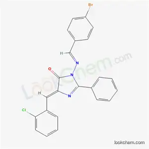 Molecular Structure of 126293-37-6 ((5Z)-3-{[(E)-(4-bromophenyl)methylidene]amino}-5-(2-chlorobenzylidene)-2-phenyl-3,5-dihydro-4H-imidazol-4-one)
