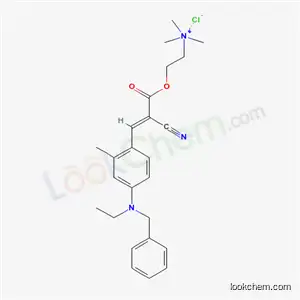 Molecular Structure of 71550-25-9 (2-{[(2E)-3-{4-[benzyl(ethyl)amino]-2-methylphenyl}-2-cyanoprop-2-enoyl]oxy}-N,N,N-trimethylethanaminium chloride)