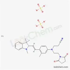Molecular Structure of 64282-98-0 (2-(4-((N-(beta-Cyanoethyl)-N-(beta-succinimidoethyl))amino)-2-methylstyryl)-1,3,3-trimethylindolinum sulfate zinc sulfate double salt)