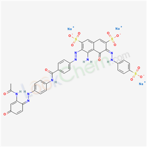 Trisodium 3-((4-(((4-((2-(acetylamino)-4-hydroxyphenyl)azo)phenyl)amino)carbonyl)phenyl)azo)-4-amino-5-hydroxy-6-((4-sulphonatophenyl)azo)naphthalene-2,7-disulphonate