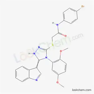 Molecular Structure of 6260-45-3 (N-(4-bromophenyl)-2-{[4-(2,5-dimethoxyphenyl)-5-(3H-indol-3-ylidene)-4,5-dihydro-1H-1,2,4-triazol-3-yl]sulfanyl}acetamide)