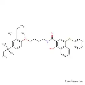 Molecular Structure of 6667-82-9 (2-Naphthalenecarboxamide,
N-[4-[2,4-bis(1,1-dimethylpropyl)phenoxy]butyl]-1-hydroxy-4-(phenylthio)
-)