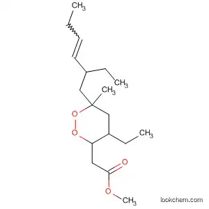 Molecular Structure of 74164-09-3 (1,2-Dioxane-3-acetic acid, 4-ethyl-6-(2-ethyl-3-hexenyl)-6-methyl-,
methyl ester)