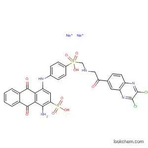 Molecular Structure of 78246-64-7 (2-Anthracenesulfonic acid,
1-amino-4-[[4-[[[(2,3-dichloro-6-quinoxalinyl)carbonyl]methylamino]meth
yl]sulfophenyl]amino]-9,10-dihydro-9,10-dioxo-, disodium salt)