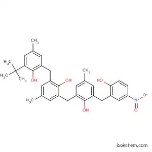 Molecular Structure of 80116-69-4 (Phenol,
2-[[3-(1,1-dimethylethyl)-2-hydroxy-5-methylphenyl]methyl]-6-[[2-hydroxy-
3-[(2-hydroxy-5-nitrophenyl)methyl]-5-methylphenyl]methyl]-4-methyl-)