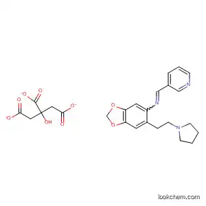Molecular Structure of 80645-24-5 (1,3-Benzodioxol-5-amine,
N-(3-pyridinylmethylene)-6-[2-(1-pyrrolidinyl)ethyl]-,
2-hydroxy-1,2,3-propanetricarboxylate (1:1))