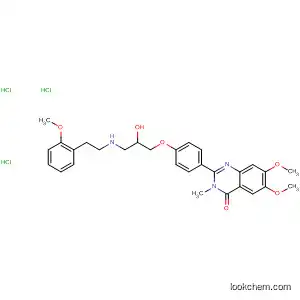 Molecular Structure of 83722-34-3 (4(3H)-Quinazolinone,
2-[4-[2-hydroxy-3-[[2-(2-methoxyphenyl)ethyl]amino]propoxy]phenyl]-6,7-
dimethoxy-3-methyl-, trihydrochloride)