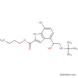 Molecular Structure of 84640-02-8 (1H-Indole-2-carboxylic acid,
4-[2-[(1,1-dimethylethyl)amino]-1-hydroxyethyl]-7-hydroxy-, butyl ester)