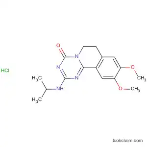 Molecular Structure of 85686-55-1 (4H-1,3,5-Triazino[2,1-a]isoquinolin-4-one,
6,7-dihydro-9,10-dimethoxy-2-[(1-methylethyl)amino]-,
monohydrochloride)