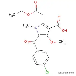 Molecular Structure of 86186-79-0 (1H-Pyrrole-2-acetic acid,
3-carboxy-5-(4-chlorobenzoyl)-4-methoxy-1-methyl-, a-ethyl ester)