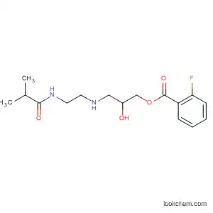 Molecular Structure of 87721-49-1 (Benzoic acid, 2-fluoro-,
2-hydroxy-3-[[2-[(2-methyl-1-oxopropyl)amino]ethyl]amino]propyl ester)