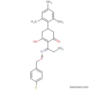 Molecular Structure of 87821-10-1 (2-Cyclohexen-1-one,
2-[1-[[(4-fluorophenyl)methoxy]imino]propyl]-3-hydroxy-5-(2,4,6-trimethyl
phenyl)-)