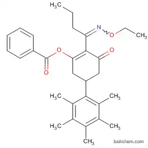 Molecular Structure of 87821-53-2 (2-Cyclohexen-1-one,
3-(benzoyloxy)-2-[1-(ethoxyimino)butyl]-5-(pentamethylphenyl)-)