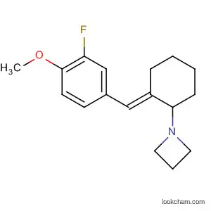 Molecular Structure of 87908-85-8 (Azetidine, 1-[2-[(3-fluoro-4-methoxyphenyl)methylene]cyclohexyl]-, (E)-)