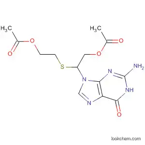 Molecular Structure of 88145-82-8 (6H-Purin-6-one,
9-[2-(acetyloxy)-1-[[2-(acetyloxy)ethyl]thio]ethyl]-2-amino-1,9-dihydro-)