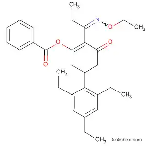 Molecular Structure of 88173-57-3 (2-Cyclohexen-1-one,
3-(benzoyloxy)-2-[1-(ethoxyimino)propyl]-5-(2,4,6-triethylphenyl)-)