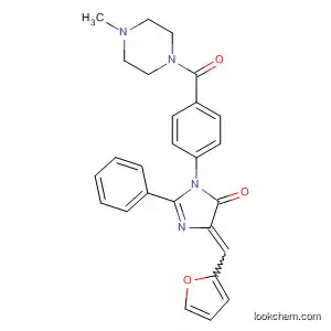 Molecular Structure of 88235-23-8 (Piperazine,
1-[4-[4-(2-furanylmethylene)-4,5-dihydro-5-oxo-2-phenyl-1H-imidazol-1-
yl]benzoyl]-4-methyl-)