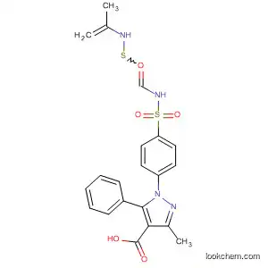 Molecular Structure of 88281-57-6 (1H-Pyrazole-4-carboxylic acid,
3-methyl-5-phenyl-1-[4-[[[(2-propenylamino)thioxomethyl]amino]sulfonyl]
phenyl]-)