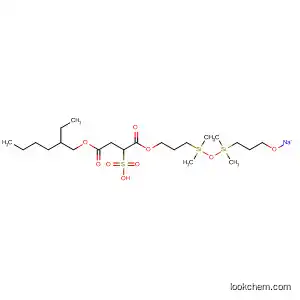 Molecular Structure of 88362-96-3 (Butanedioic acid, sulfo-, 4-(2-ethylhexyl)
1-[3-[3-(3-hydroxypropyl)-1,1,3,3-tetramethyldisiloxanyl]propyl] ester,
monosodium salt)