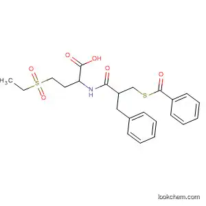 Molecular Structure of 88389-28-0 (Butanoic acid,
2-[[2-[(benzoylthio)methyl]-1-oxo-3-phenylpropyl]amino]-4-(ethylsulfonyl)-)