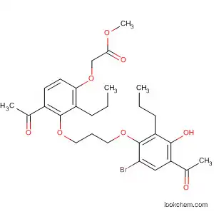Molecular Structure of 88426-69-1 (Acetic acid,
[4-acetyl-3-[3-(4-acetyl-6-bromo-3-hydroxy-2-propylphenoxy)propoxy]-2-
propylphenoxy]-, methyl ester)