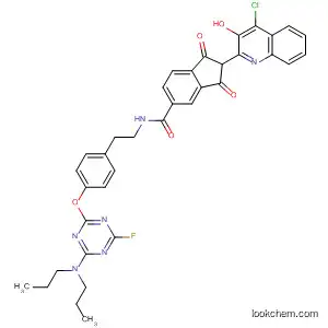 Molecular Structure of 88471-10-7 (1H-Indene-5-carboxamide,
2-(4-chloro-3-hydroxy-2-quinolinyl)-N-[2-[4-[[4-(dipropylamino)-6-fluoro-
1,3,5-triazin-2-yl]oxy]phenyl]ethyl]-2,3-dihydro-1,3-dioxo-)