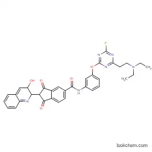 Molecular Structure of 88471-13-0 (1H-Indene-5-carboxamide,
N-[3-[[4-[2-(diethylamino)ethyl]-6-fluoro-1,3,5-triazin-2-yl]oxy]phenyl]-2,3-
dihydro-2-(3-hydroxy-2-quinolinyl)-1,3-dioxo-)